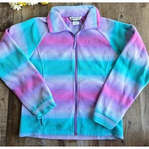 Columbia Youth Fleece Jacket Tie Dye Purple Teal Pink Zip Up Kids‎ Size 18/20
